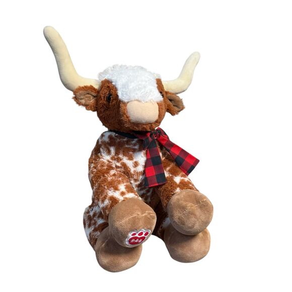 Build A Bear Texas Longhorn Spotted Bull Steer Cow Plush Stuffed Animal Toy 14” - Picture 1 of 8